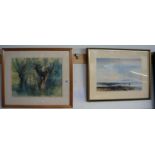 2 watercolours - Coastal and rural scenes