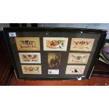 Framed silk postcards