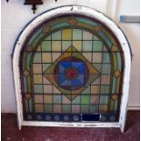 Large stained glass arched panel