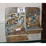 Pair of cast brass book ends