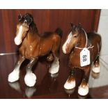 2 Beswick cob horses - 1 A/F