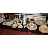 Shelf of collectables to include Wedgwood and Aynsley