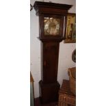 Early oak Grandfather clock with brass face A/F
