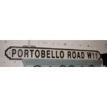 Wooden 'Portobello Road W11' sign