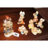 6 Pendelfin model rabbits & 2 Goebel figures