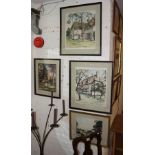 4 watercolours - Rural scenes