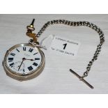 Silver fob watch on Chain