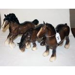 3 Beswick Cob horses