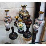 Collection of 10 Cloisonné vases