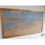 Large oil on canvas - Coastal sceneIncluding the frame this painting is approx 137cm x 77cm.