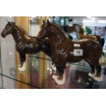 2 Beswick Shire horses (1 A/F)