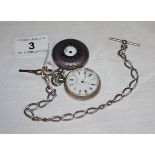 2 silver fob watches on chain