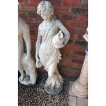 Life size stone figure of girl with jug