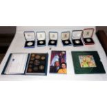 Selection of cased proof coins and coin sets, mainly silver proofs