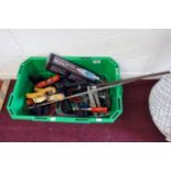 Box of clamps, sealing iron etc