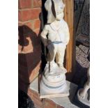 Tudor Gate stone boy figure with lead trimming
