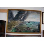 Oil on board - Battle scene by John Tully