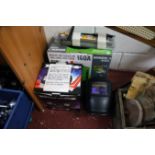 Complete arc welding set with solar helmet etc - working