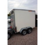 'Blue Line' twin axle box trailer with roller-shutter door - approx 2.4M x 1.6M