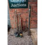 Large collection of garden tools and scales etc