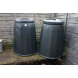 Pair of plastic compost bins with lids