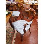Set of good quality, reproduction mahogany dining chairs to include 2 carvers