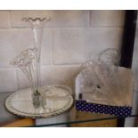 Large Victorian glass Epergne with addional trumpets