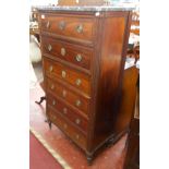 19C French chest of 6 drawers with marble top