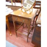 Small inlaid oak occasional table with drawer