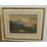 19C watercolour - Mountain scene by B Gale