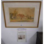 Watercolour - Country house near Tunbridge, Kent by CW Fothergill with exhibition catalogue