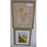 Watercolour by J Foord - Flowers & Watercolour of Church