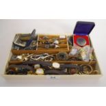 Good box of costume jewellery to include watches and silver
