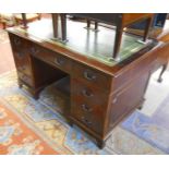 Mahogany leather top pedestal desk