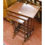 Tall mahogany nest of 3 tables