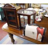 2 miniature display cabinets and shoe box