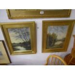 Pair of watercolours in gilt frames - River scenes