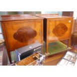 Pair of inlaid mahogany bedside cabinets