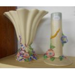 Clarice Cliff vase and posy holder