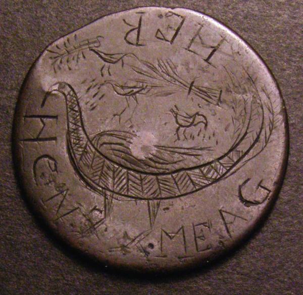 Engraved Halfpenny George II-George III period, HENRY MEAGHER around a crudely engraved bird with - Image 5 of 7