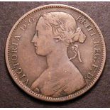Mint Error Mis-Strike Penny 1860-74 Obverse brockage of Obverse 6 Near Fine/Fine