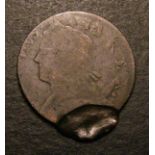 Mint Error - Mis-strike Halfpenny 1733 contemporary counterfeit  of crude and interesting style,