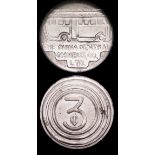 China Token The China General Omnibus Co. Ltd (2) 3 Cents 25mm diameter in aluminium EF, 5 Cents