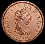 Penny 1806 Copper Proof Peck 1335 KP33 struck on a thin flan UNC with a few contact marks, rare, our