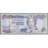 Bahamas $100 dated 2000 series Q441110, QE2 portrait, Pick67, light centre fold only, GEF to about