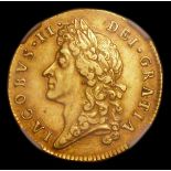 Guinea 1686 James II First Laureate Bust S3400 pleasing VF and graded XF45 by NGC and in their