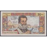 France 50 New Francs, dated 6-7-1961, series E.61 37762, King Henry IV at centre, Pick1413a,