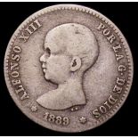 Spain One Peseta 1889 KM#691 VG Rare