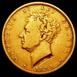 Sovereign 1825 Marsh 10 NF/VG the obverse with a heavy tooling line below the bust