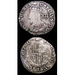 Shilling Charles I Group D, Tower Mint, type 3a with no inner circles, round shield, No CR S.2791